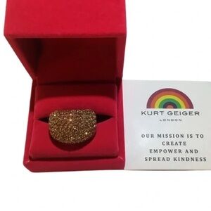 Kurt Geiger London Gold Pave’ Dome Cocktail Ring 8 New